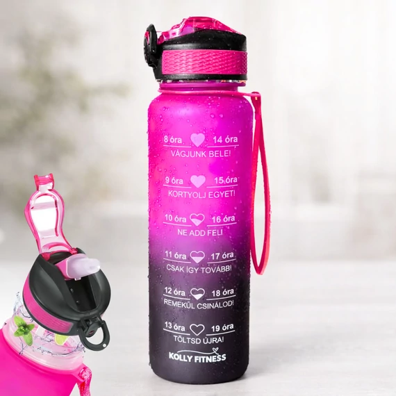 Magyar nyelvű MOTIVÁCIÓS KULACS - 1 literes (pink-fekete)